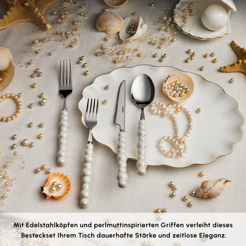 Karaca Pearl 24-teiliges Besteckset Für 6 Personen, Silber