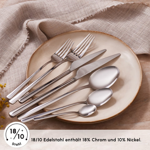 Karaca Serena 84-teilige Edelstahlbesteckset für 12 Personen, Silber