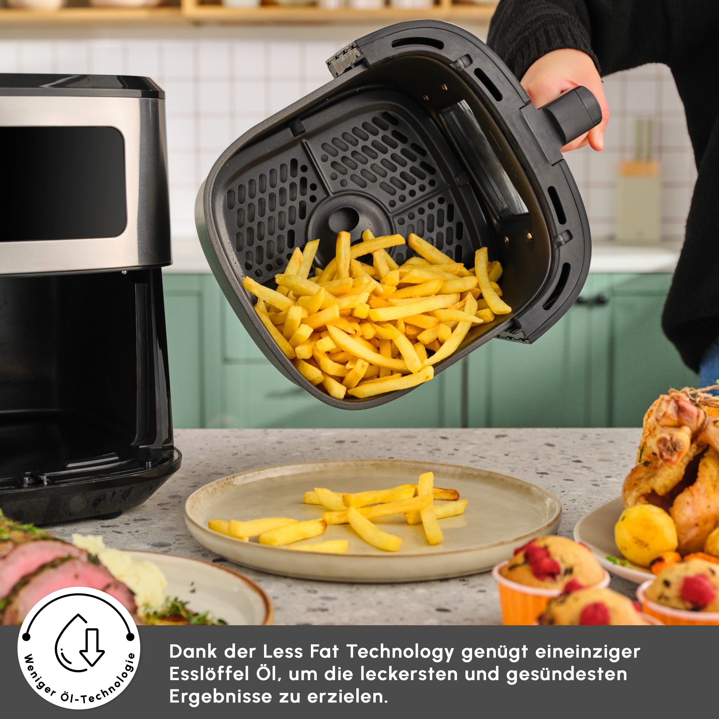 冷凍F17 S70 7 Litre Kapasiteli ve 1800W Gücünde Multifry Inox XXL Airfryer