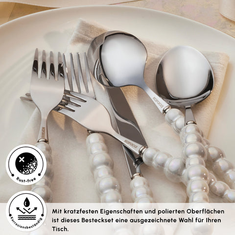 Karaca Pearl 24-teiliges Besteckset Für 6 Personen, Silber