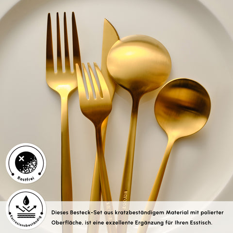 Besteck-set für 6 Personen in edlem Gold Look – Karaca