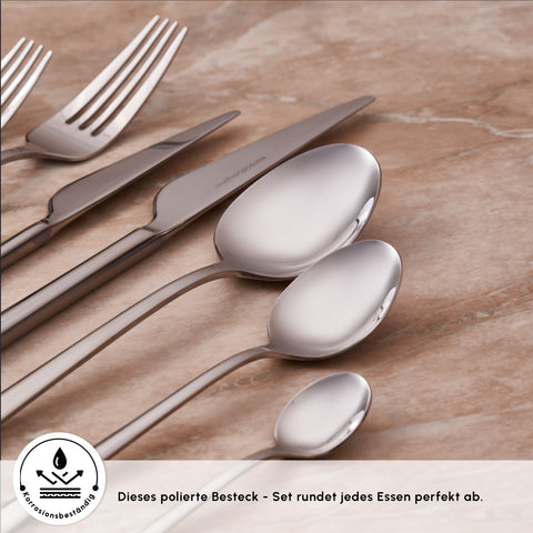 Karaca Serena 84-teilige Edelstahlbesteckset für 12 Personen, Silber