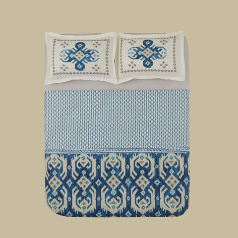 Karaca Neos Bettbezug-Set aus 100 % türkischer Baumwolle, Doppelbett, Blau