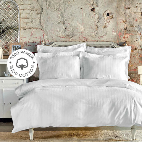 Karaca Home Charm Bold White Satin Double Duvet Cover Set
 
