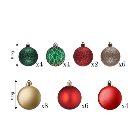 Karaca Home Red Gold 34-teiliges Baumschmuck-Set