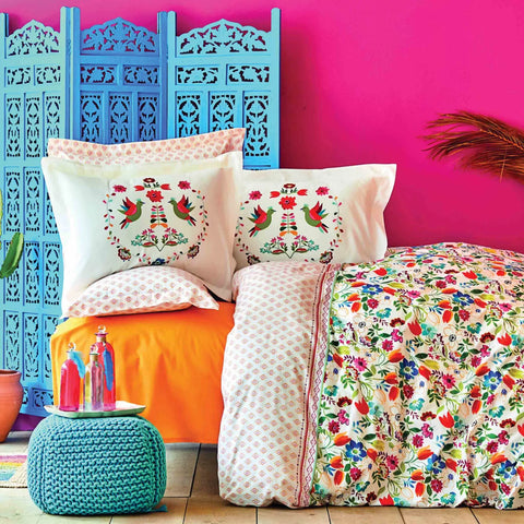 Karaca Parlin Bettbezug-Set aus 100 % türkischer Baumwolle, Einzelbett, Fuchsia