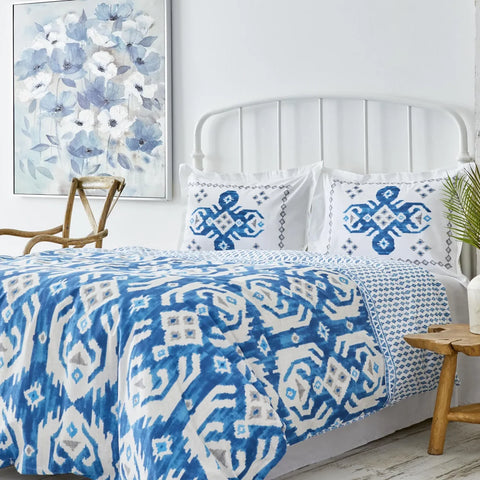 Karaca Neos Bettbezug-Set aus 100 % türkischer Baumwolle, Einzelbett, Blau