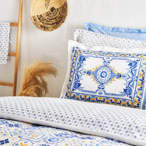 Karaca Home Alfama Bettwäsche-Set Doppel Blau aus 100 % Baumwolle