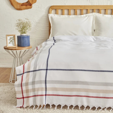 Karaca Home Jaqueline Pestemal-Tagesdecke Weiß – Doppelbett