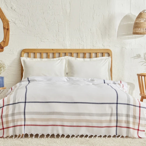 Karaca Home Jaqueline Pestemal-Tagesdecke Weiß – Doppelbett