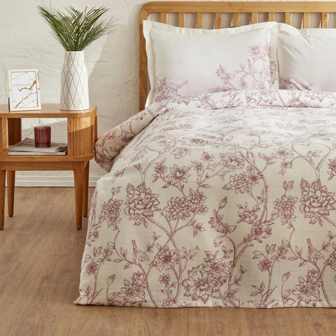 Karaca Home Reese 100% Baumwolle Doppelbett Bettwäsche Set Puder