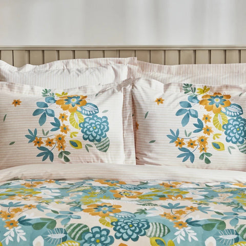 Karaca Home Botanical Doppelbett-Bettwäscheset Grün aus 100 % Baumwolle