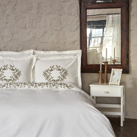 Karaca Home Casandra 100 % Baumwolle Doppelbett Bestickte Bettwäsche Set Ecru