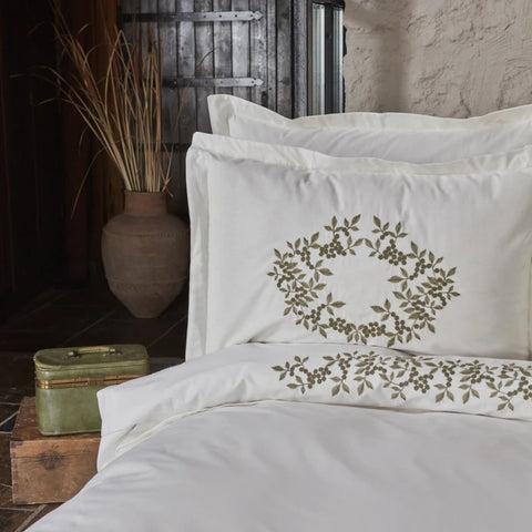 Karaca Home Casandra 100 % Baumwolle Doppelbett Bestickte Bettwäsche Set Ecru