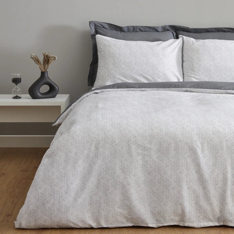 Karaca Home Ferne 100% Cotton Double Duvet Cover Set Grey
 