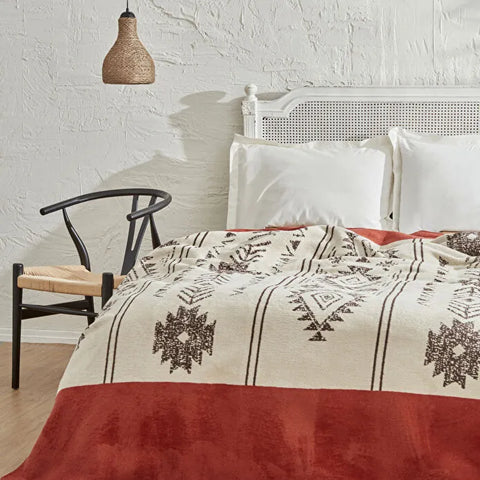 Karaca Home Raya Baumwolldecke für Doppelbett, Terrakotta