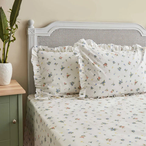 Karaca Home Mia 100% Baumwolle Rüschen Doppelbett Bettwäsche Set Blau