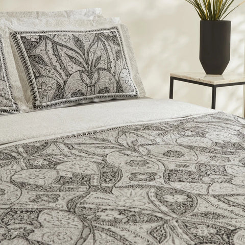 Karaca Santi Bettbezug-Set aus 100 % türkischer Baumwolle, Einzelbett, Schwarz