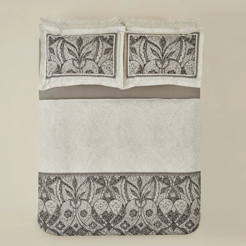 Karaca Santi Bettbezug-Set aus 100 % türkischer Baumwolle, Einzelbett, Schwarz