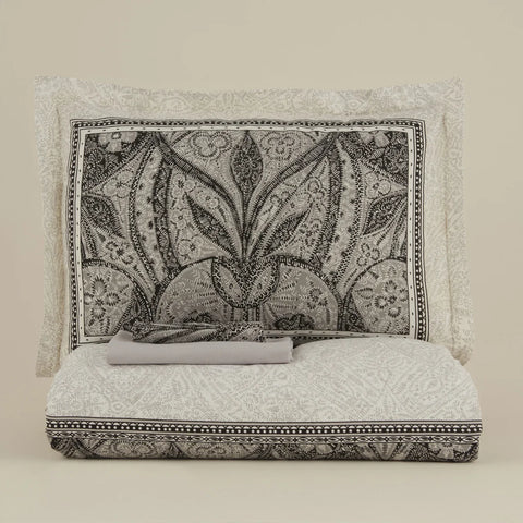 Karaca Santi Bettbezug-Set aus 100 % türkischer Baumwolle, Einzelbett, Schwarz