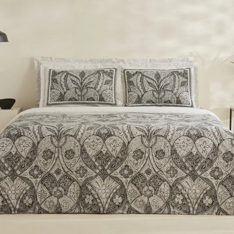 Karaca Santi Bettbezug-Set aus 100 % türkischer Baumwolle, Einzelbett, Schwarz