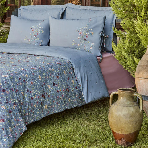 Karaca Ansey Bettbezug-Set aus 100 % türkischer Baumwolle, Doppelbett, Blau