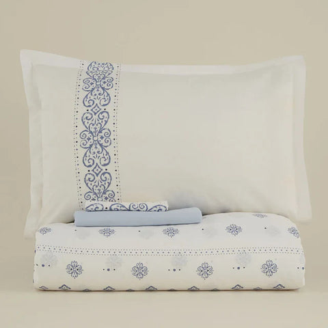 Karaca Marino 100% Turkish Cotton Duvet Cover Set, Double, Blue