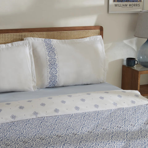 Karaca Marino Bettbezug-Set aus 100 % türkischer Baumwolle, Einzelbett, Blau
