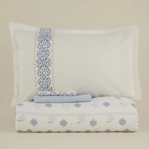 Karaca Marino Bettbezug-Set aus 100 % türkischer Baumwolle, Einzelbett, Blau