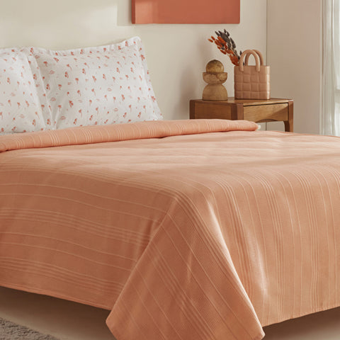 Karaca Home Joy Beach 100% Cotton Double Bed Cover Set, Salmon
