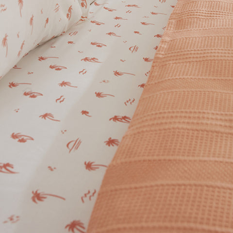 Karaca Home Joy Beach 100% Cotton Double Bed Cover Set, Salmon