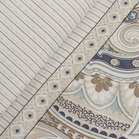 Karaca Lemy Bettwäsche-Set aus 100 % Baumwoll-Satin, Doppelbett, Blau