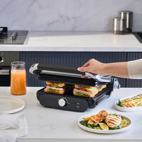 Homend Grilliant 1366H Toaster und Grill mit herausnehmbarer Gusseisenplatte und Edelstahlgehäuse