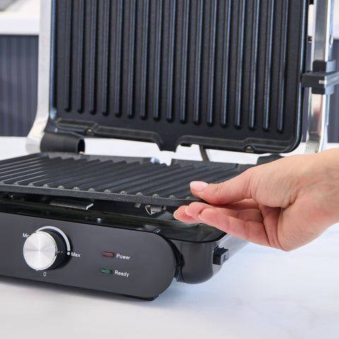 Homend Grilliant 1366H Toaster und Grill mit herausnehmbarer Gusseisenplatte und Edelstahlgehäuse