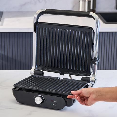 Homend Grilliant 1366H Toaster und Grill mit herausnehmbarer Gusseisenplatte und Edelstahlgehäuse