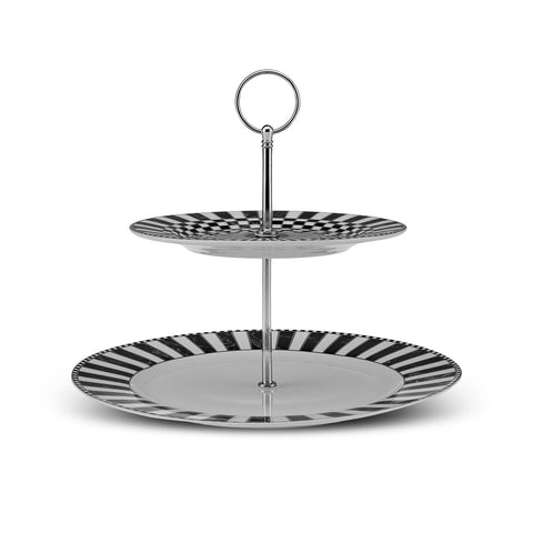 karaca Gestufter Keksständer mit Karomuster 27 cm
