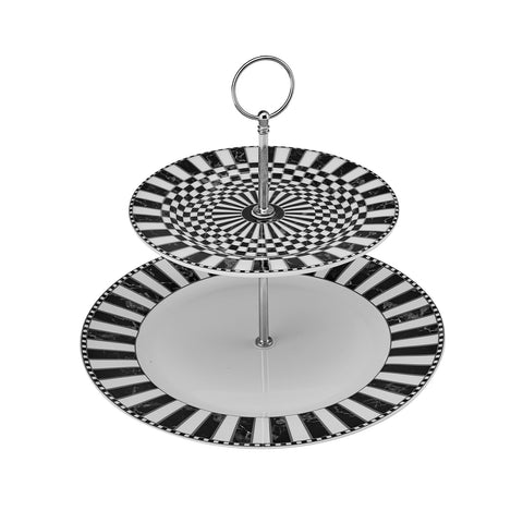 karaca Gestufter Keksständer mit Karomuster 27 cm