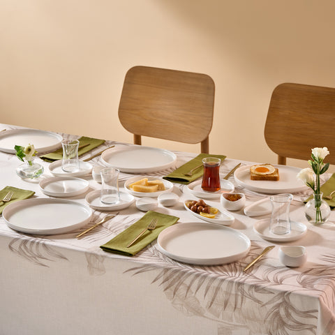 Karaca Bone China Olla 28-Piece Serveware Set for 6 People, White