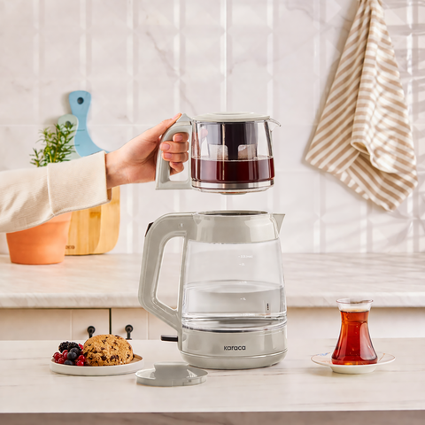 Karaca Glass Tea XL 2in1 Glass Tea Maker and Kettle Starlight
