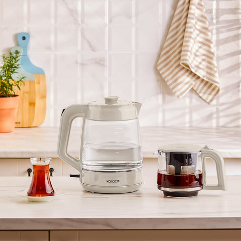 Karaca Glass Tea XL 2in1 Glass Tea Maker and Kettle Starlight
