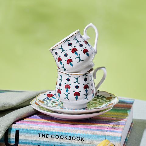 Karaca Ebruli 90 ml 6-Piece Coffee Cup Set, Multicolor