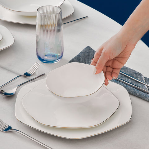 Karaca Fine Pearl Extra Hexagon, 61-teiliges 12-Personen-Geschirrset