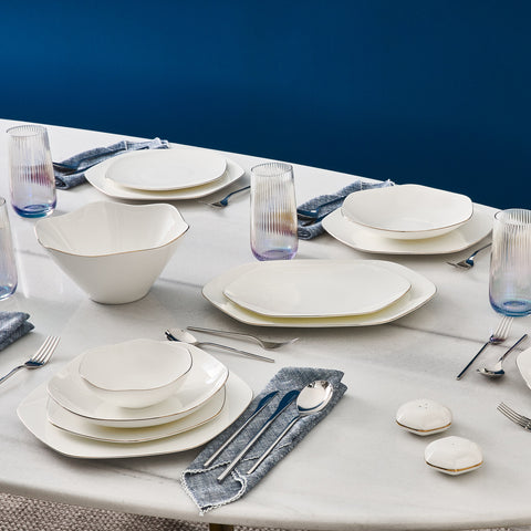 Karaca Fine Pearl Extra Hexagon, 61-teiliges 12-Personen-Geschirrset