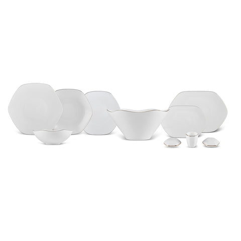 Karaca Fine Pearl Extra Hexagon, 61-teiliges 12-Personen-Geschirrset