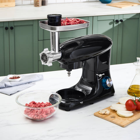 Karaca Multichef Standmixer Shiny Black Küchenchef 1900 W 5,5 l (mit Hackfleisch-/Sucuk-Wurst-/Fleischklößchenaufsatz)