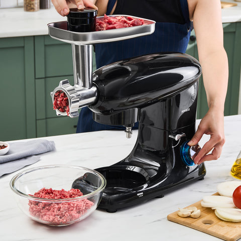 Karaca Multichef Standmixer Shiny Black Küchenchef 1900 W 5,5 l (mit Hackfleisch-/Sucuk-Wurst-/Fleischklößchenaufsatz)