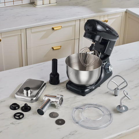 Karaca Multichef Standmixer Shiny Black Küchenchef 1900 W 5,5 l (mit Hackfleisch-/Sucuk-Wurst-/Fleischklößchenaufsatz)