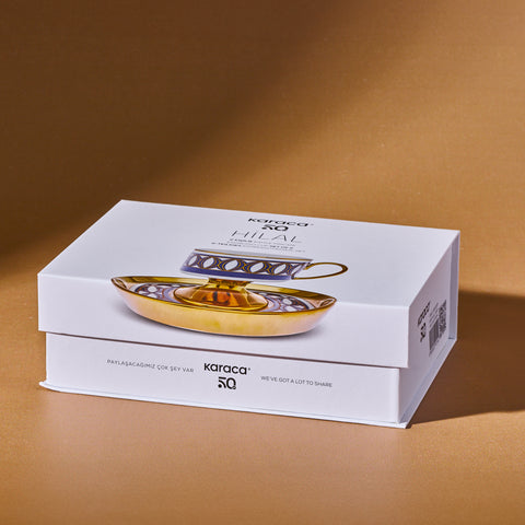 Karaca Hilal 4 Parça Porselen Türk Kahvesi Fincan Takımı, 85 ml, Çok Renkli