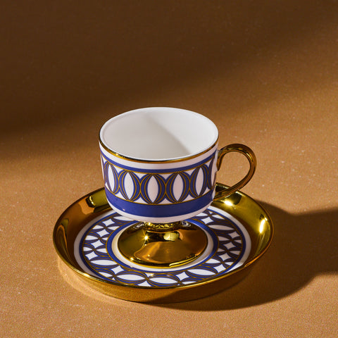 Karaca Hilal 4 Parça Porselen Türk Kahvesi Fincan Takımı, 85 ml, Çok Renkli