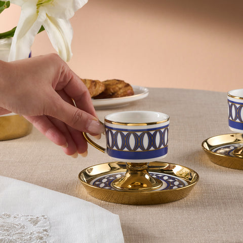 Karaca Hilal 4 Parça Porselen Türk Kahvesi Fincan Takımı, 85 ml, Çok Renkli